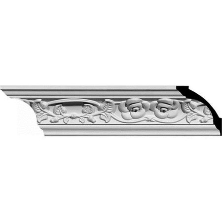 DWELLINGDESIGNS 3.12 in. H x 3.12 in. P x 4.38 in. F x 94.62 in. L Rose Crown Moulding DW2572212